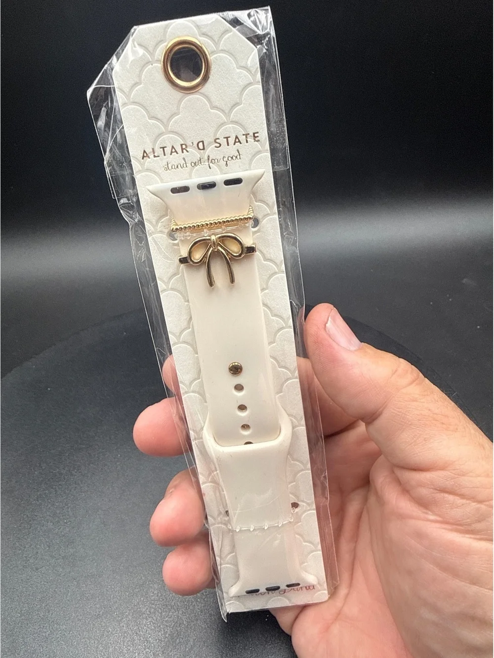 Altar'd State Ivory Watch Strap with Gold Bow Accent